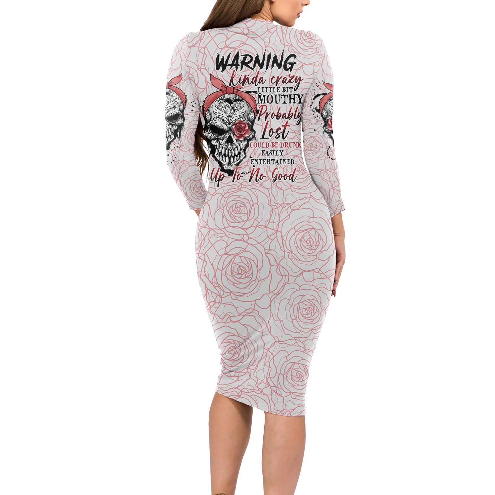 warning-kinda-crazy-tattooed-girl-rose-long-sleeve-bodycon-dress