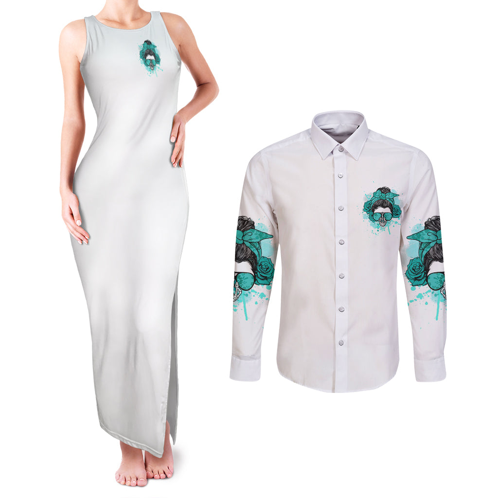 dont-try-to-figure-me-out-messy-bun-couples-matching-tank-maxi-dress-and-long-sleeve-button-shirt