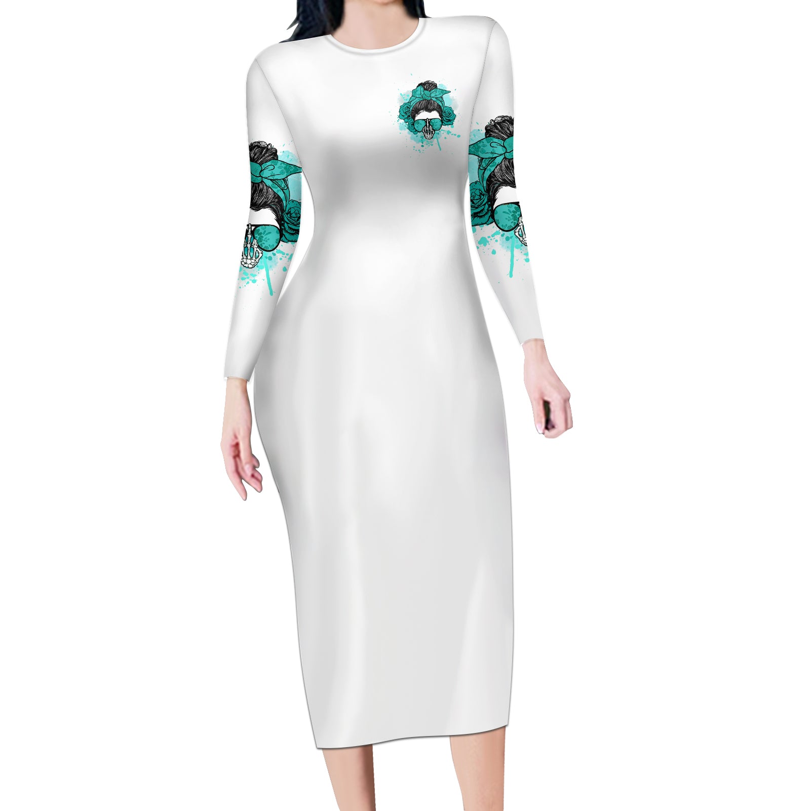 dont-try-to-figure-me-out-messy-bun-long-sleeve-bodycon-dress