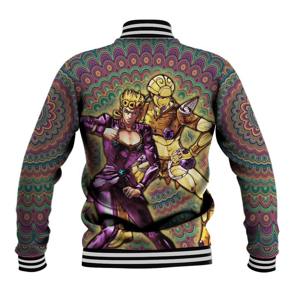 Trippy Giorno Giovanna Golden Wind Jojo’s Bizarre Adventure Baseball Jacket Trippy Mix Anime Style - The Mazicc