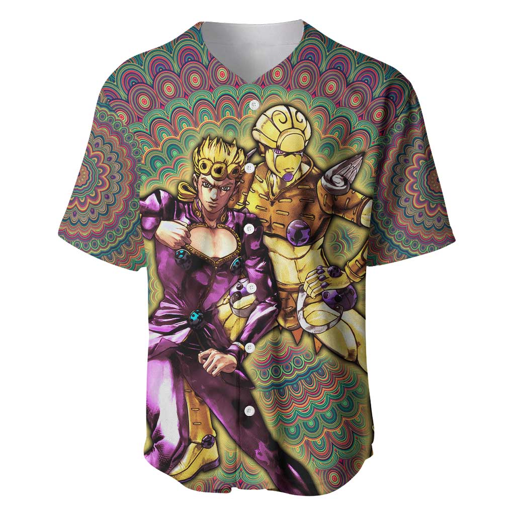 Trippy Giorno Giovanna Golden Wind Jojo’s Bizarre Adventure Baseball Jersey Trippy Mix Anime Style - The Mazicc