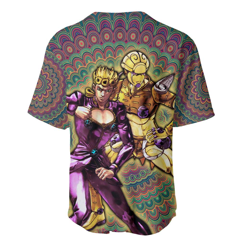 Trippy Giorno Giovanna Golden Wind Jojo’s Bizarre Adventure Baseball Jersey Trippy Mix Anime Style - The Mazicc