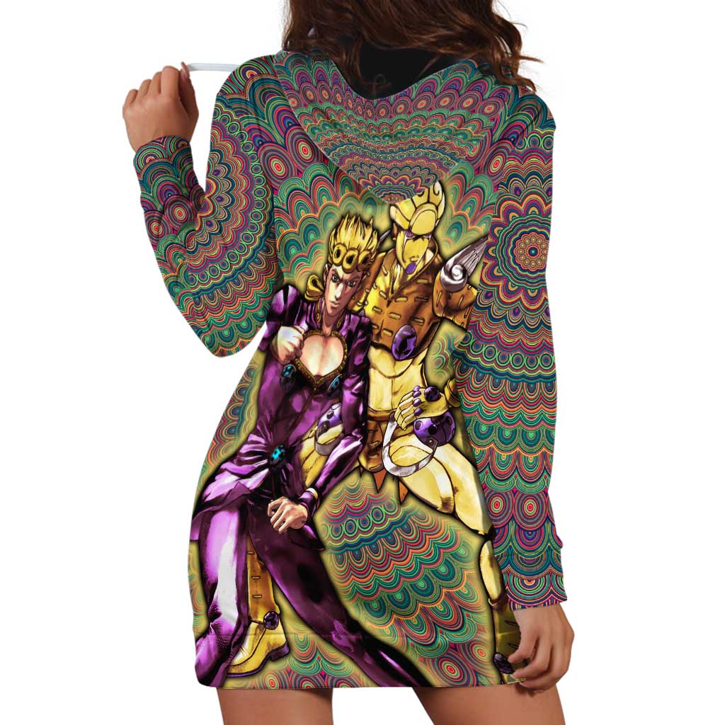 Trippy Giorno Giovanna Golden Wind Jojo’s Bizarre Adventure Hoodie Dress Trippy Mix Anime Style - The Mazicc