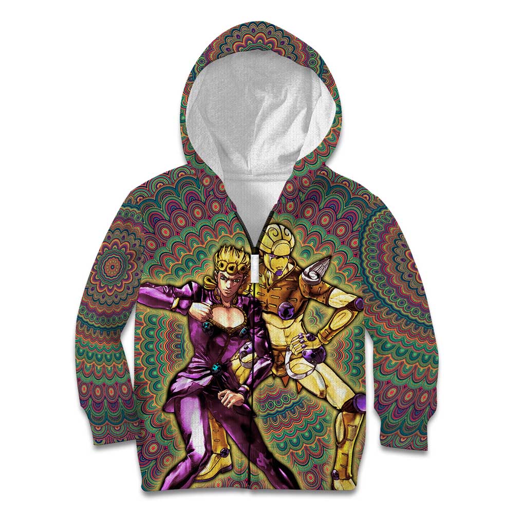 Trippy Giorno Giovanna Golden Wind Jojo’s Bizarre Adventure Kid Hoodie Trippy Mix Anime Style - The Mazicc