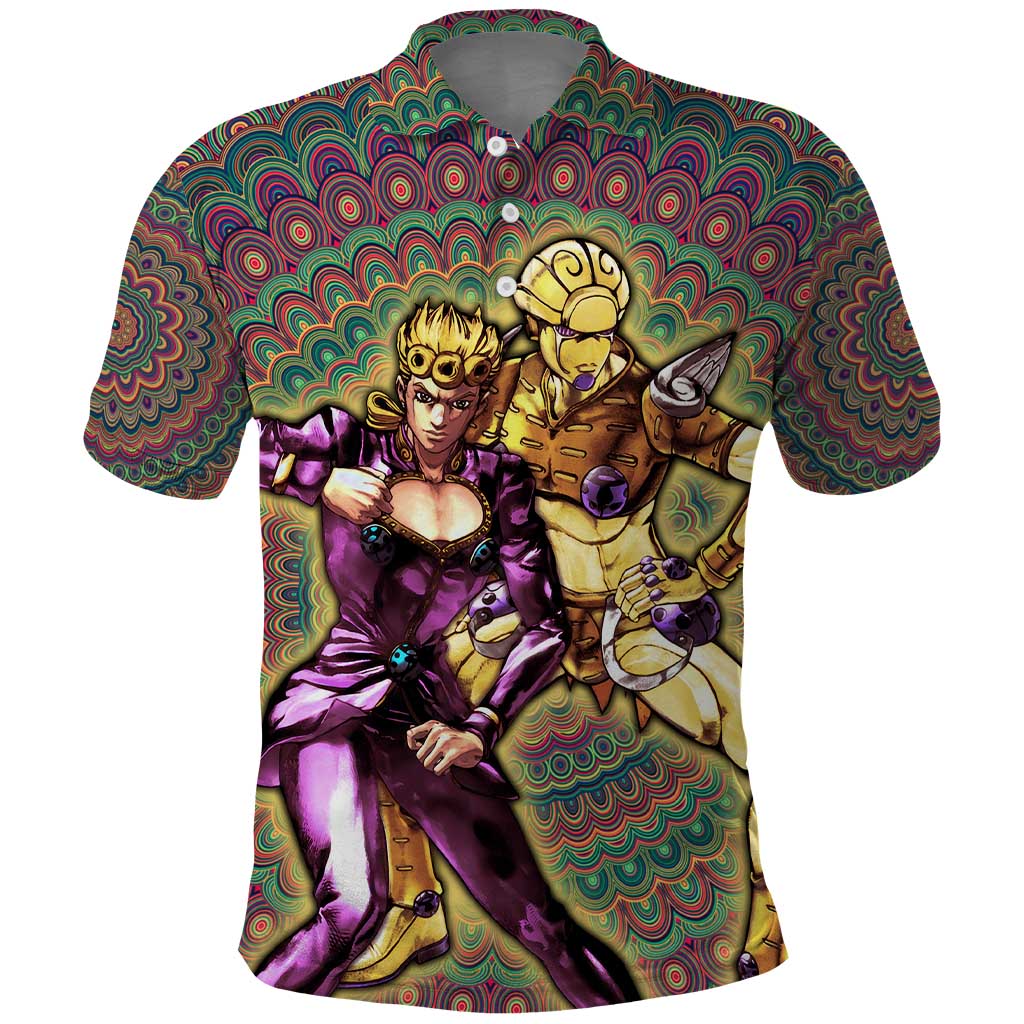 Trippy Giorno Giovanna Golden Wind Jojo’s Bizarre Adventure Polo Shirt Trippy Mix Anime Style - The Mazicc