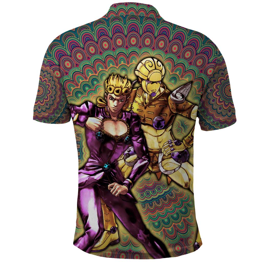 Trippy Giorno Giovanna Golden Wind Jojo’s Bizarre Adventure Polo Shirt Trippy Mix Anime Style - The Mazicc