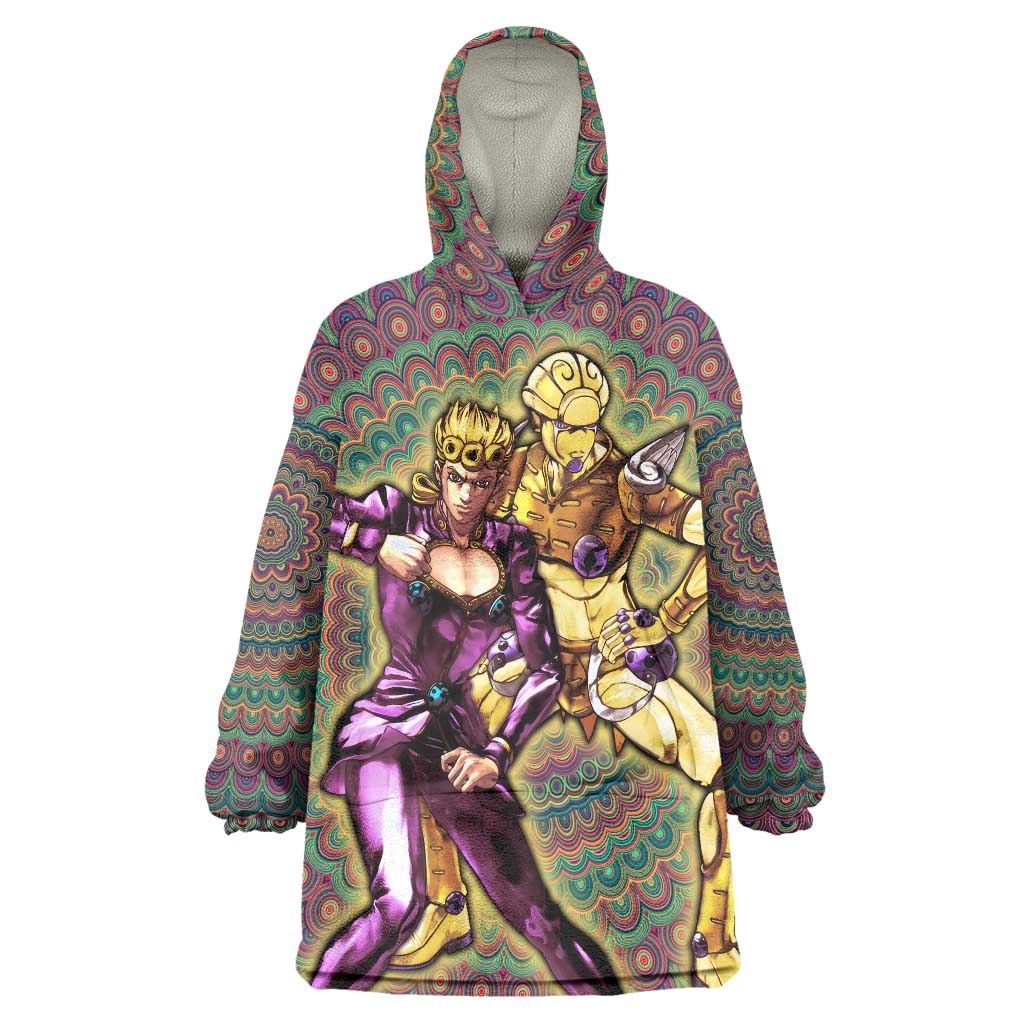 Trippy Giorno Giovanna Golden Wind Jojo’s Bizarre Adventure Wearable Blanket Hoodie Trippy Mix Anime Style - The Mazicc