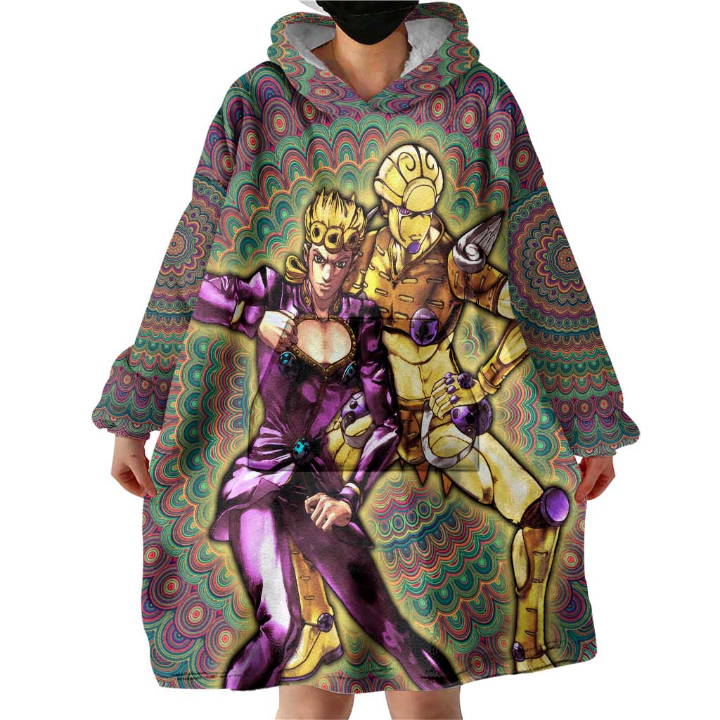 Trippy Giorno Giovanna Golden Wind Jojo’s Bizarre Adventure Wearable Blanket Hoodie Trippy Mix Anime Style - The Mazicc