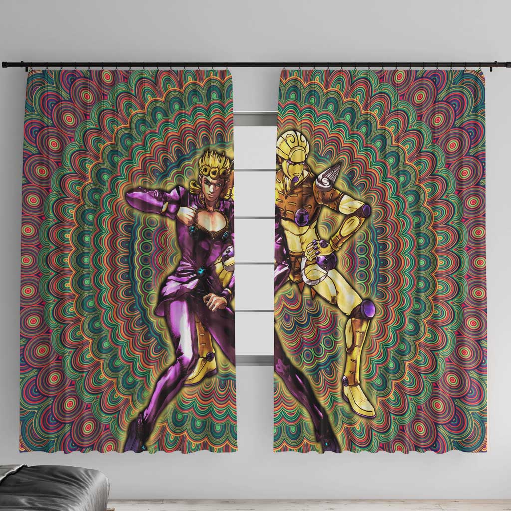 Trippy Giorno Giovanna Golden Wind Jojo’s Bizarre Adventure Window Curtain Trippy Mix Anime Style - The Mazicc