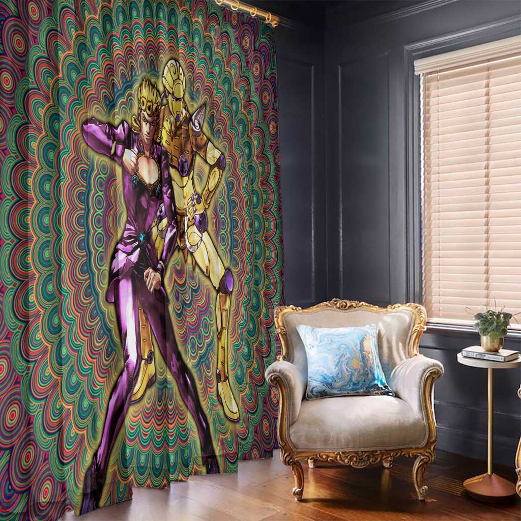 Trippy Giorno Giovanna Golden Wind Jojo’s Bizarre Adventure Window Curtain Trippy Mix Anime Style - The Mazicc