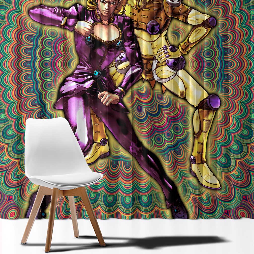 Trippy Giorno Giovanna Golden Wind Jojo’s Bizarre Adventure Window Curtain Trippy Mix Anime Style - The Mazicc