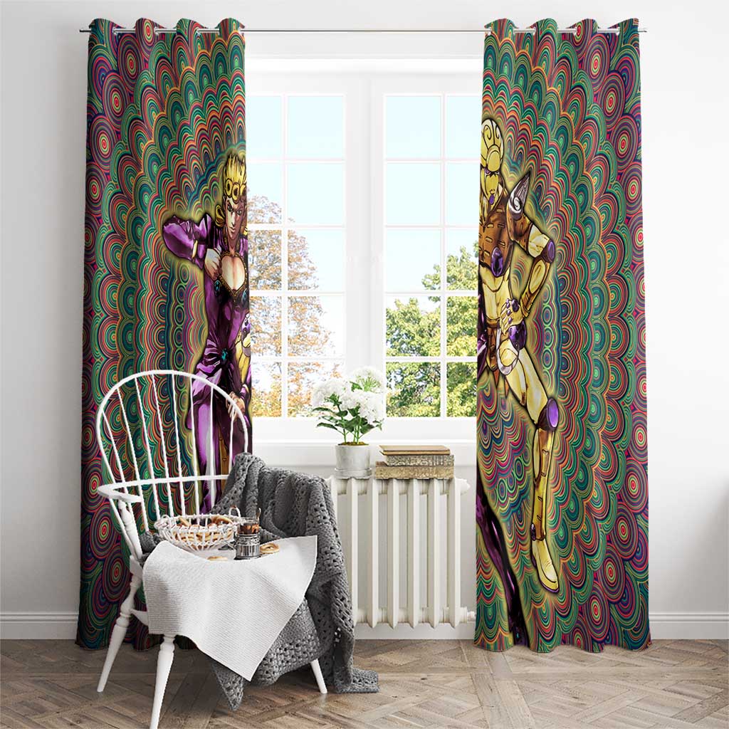 Trippy Giorno Giovanna Golden Wind Jojo’s Bizarre Adventure Window Curtain Trippy Mix Anime Style - The Mazicc