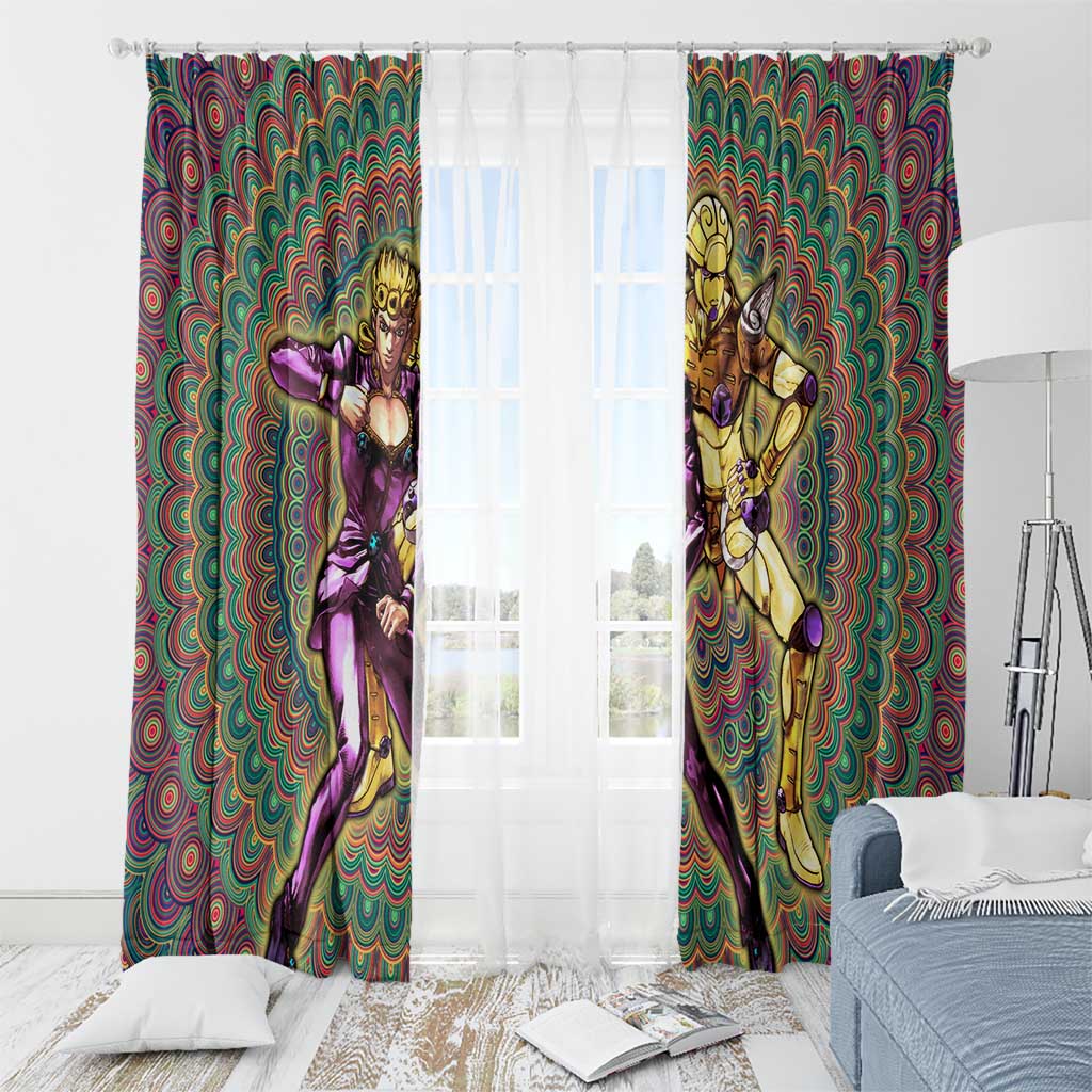Trippy Giorno Giovanna Golden Wind Jojo’s Bizarre Adventure Window Curtain Trippy Mix Anime Style - The Mazicc