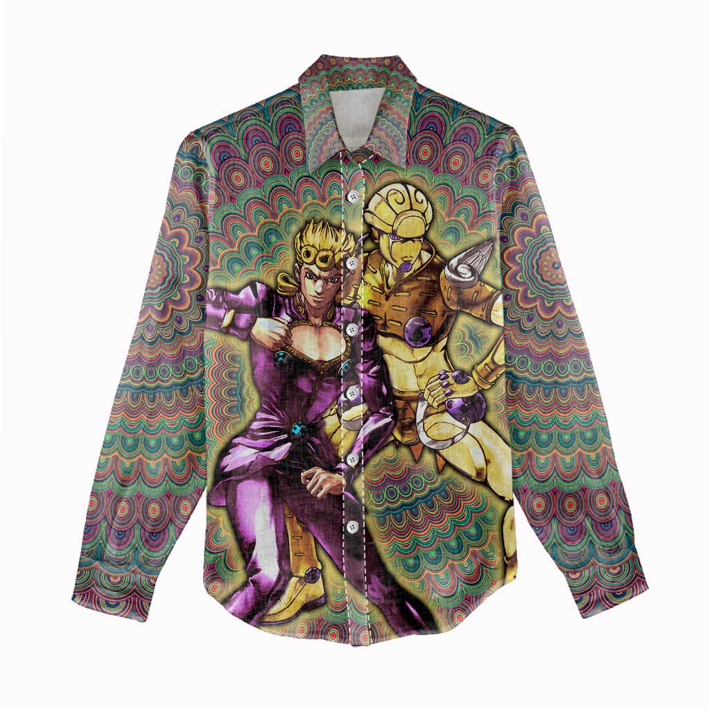 Trippy Giorno Giovanna Golden Wind Jojo’s Bizarre Adventure Women Casual Shirt Trippy Mix Anime Style - The Mazicc