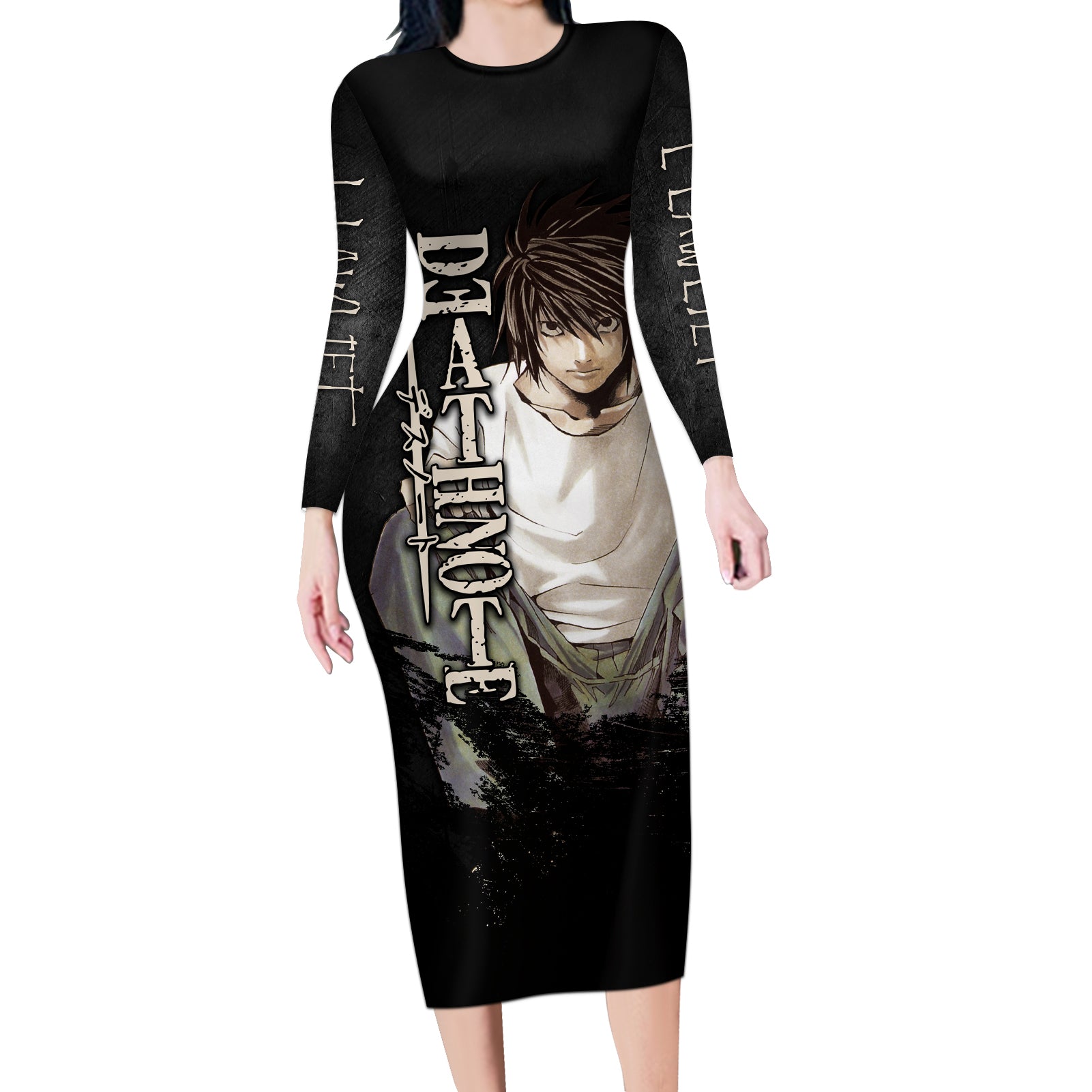 L Lawliet - Death Note Long Sleeve Bodycon Dress
