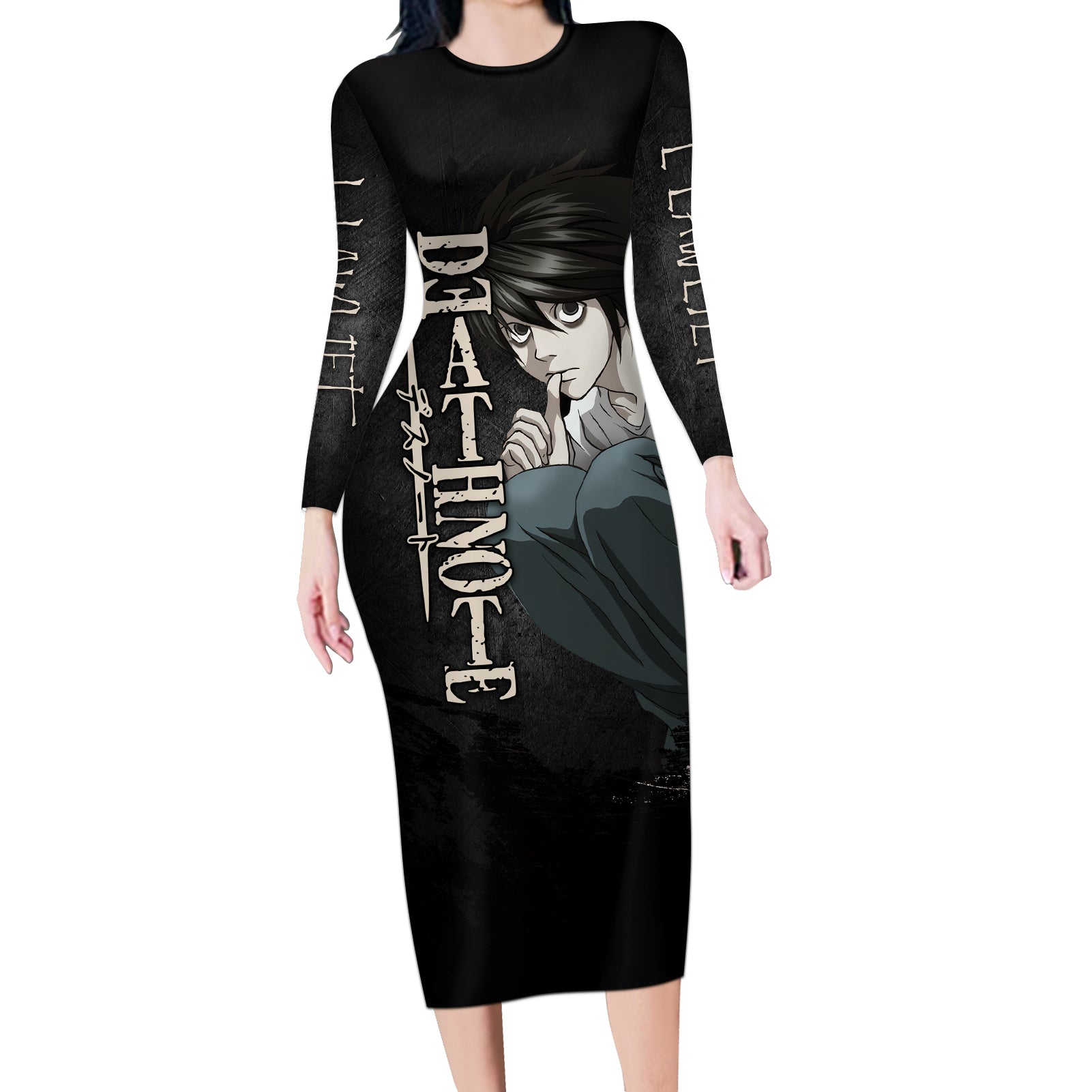 L Lawliet - Death Note Long Sleeve Bodycon Dress