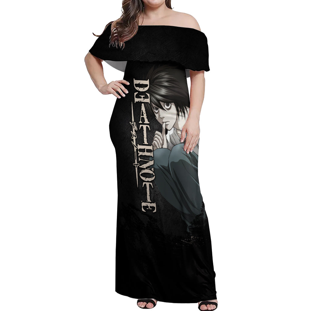 L Lawliet - Death Note Off Shoulder Maxi Dress