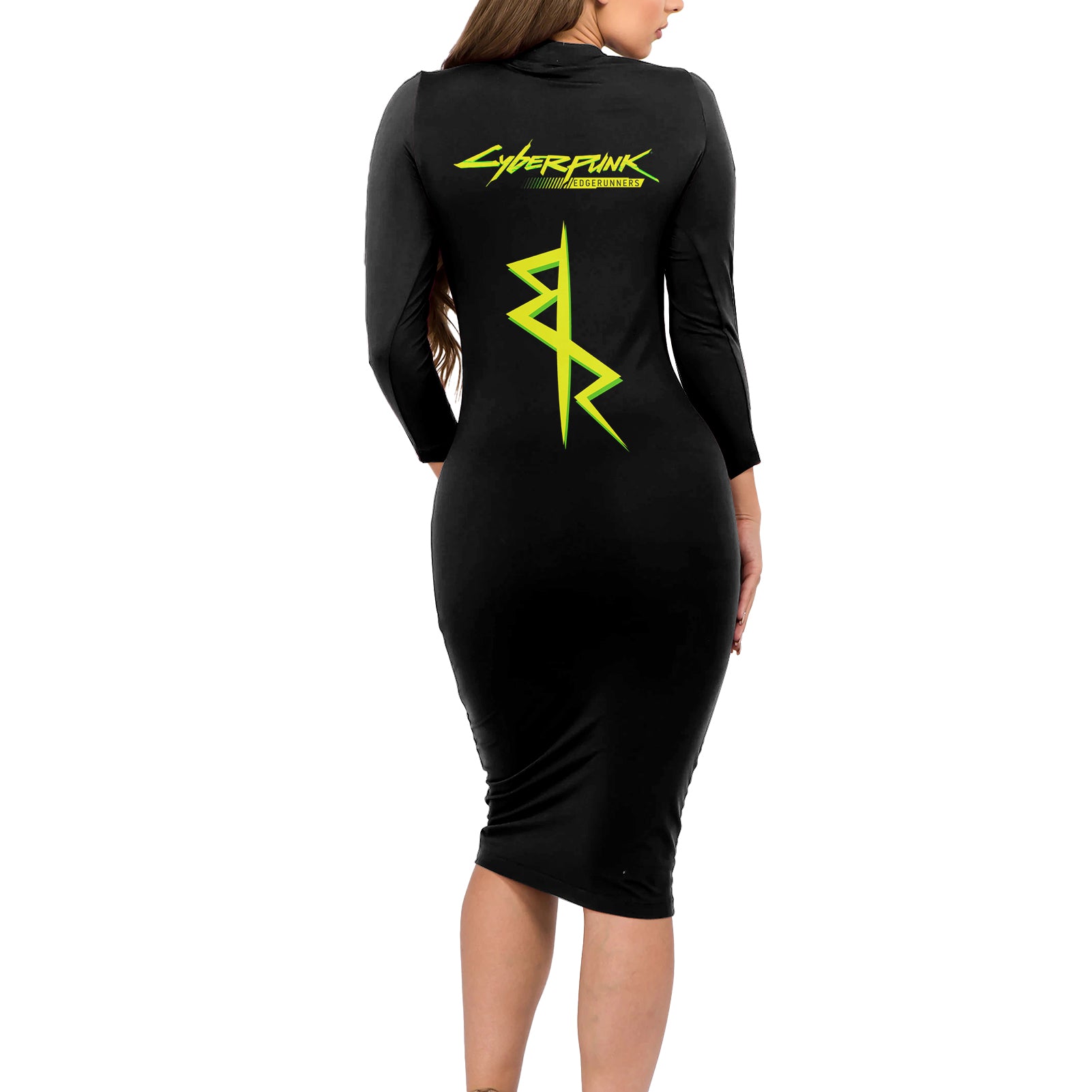 Maine Cyberpunk Long Sleeve Bodycon Dress