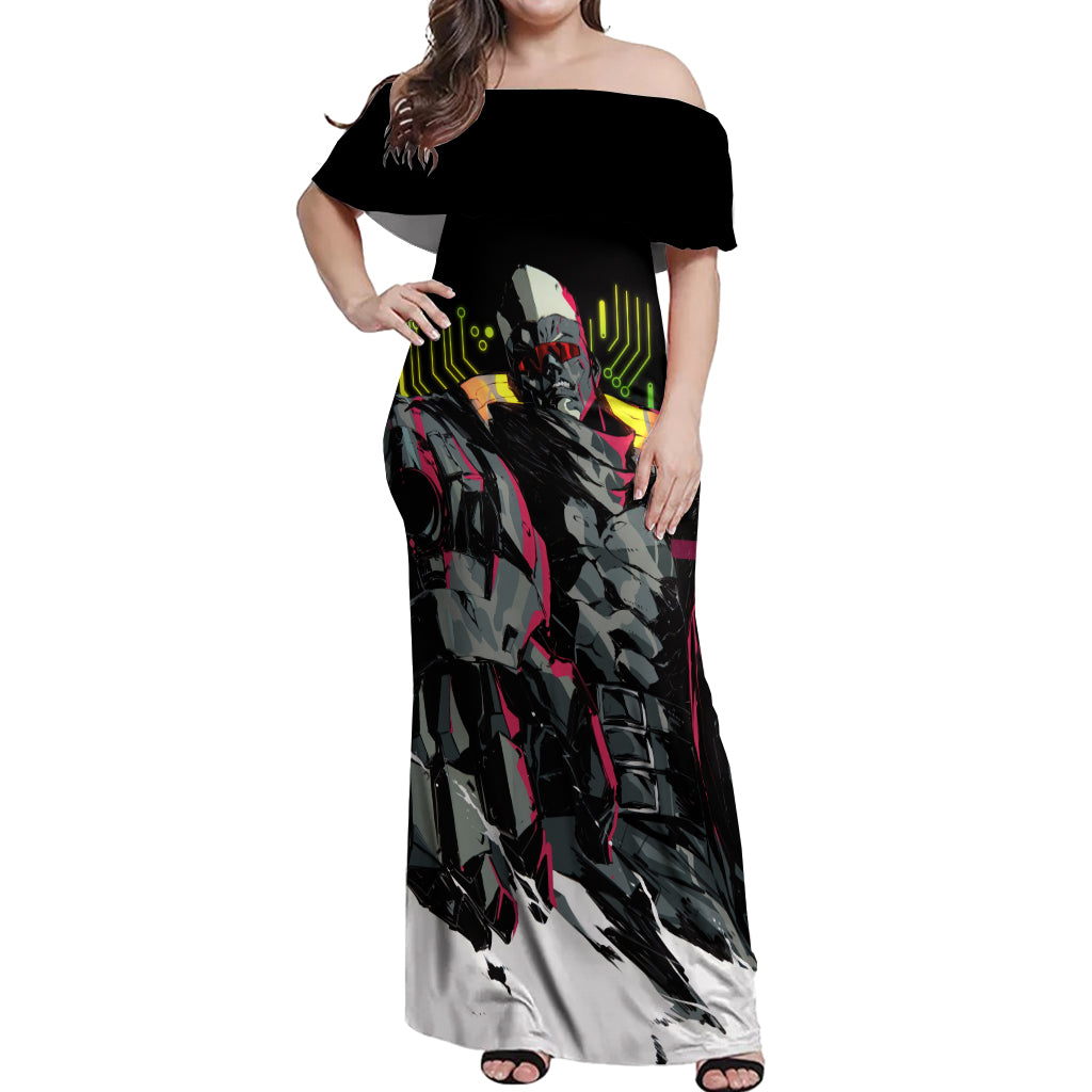 Maine Cyberpunk Off Shoulder Maxi Dress
