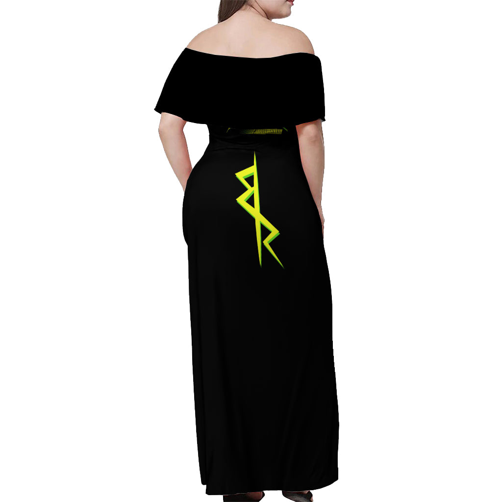 Maine Cyberpunk Off Shoulder Maxi Dress