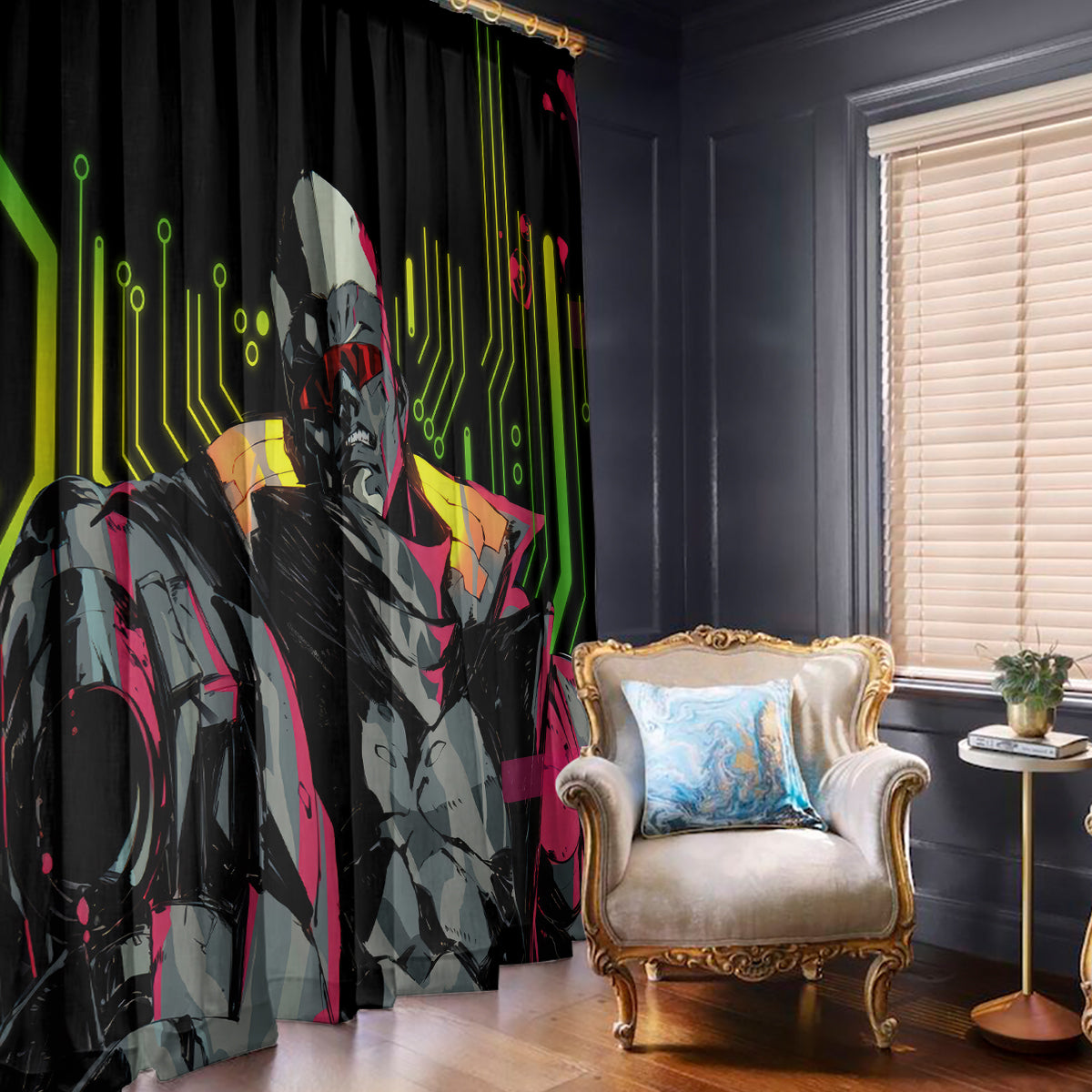 Maine Cyberpunk Window Curtain