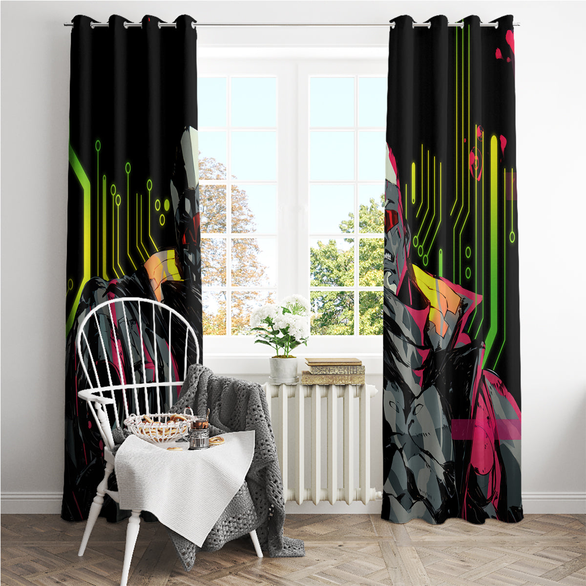 Maine Cyberpunk Window Curtain