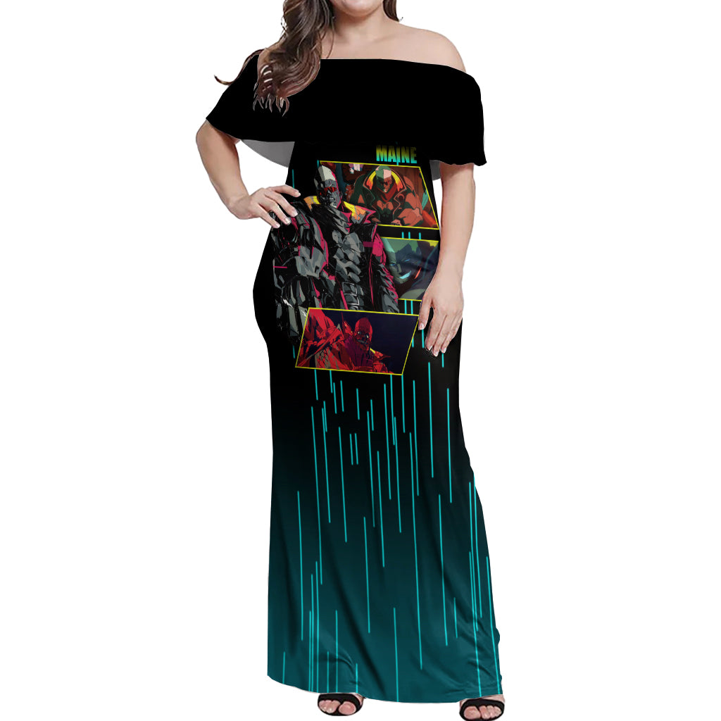 Cyberpunk Maine Off Shoulder Maxi Dress