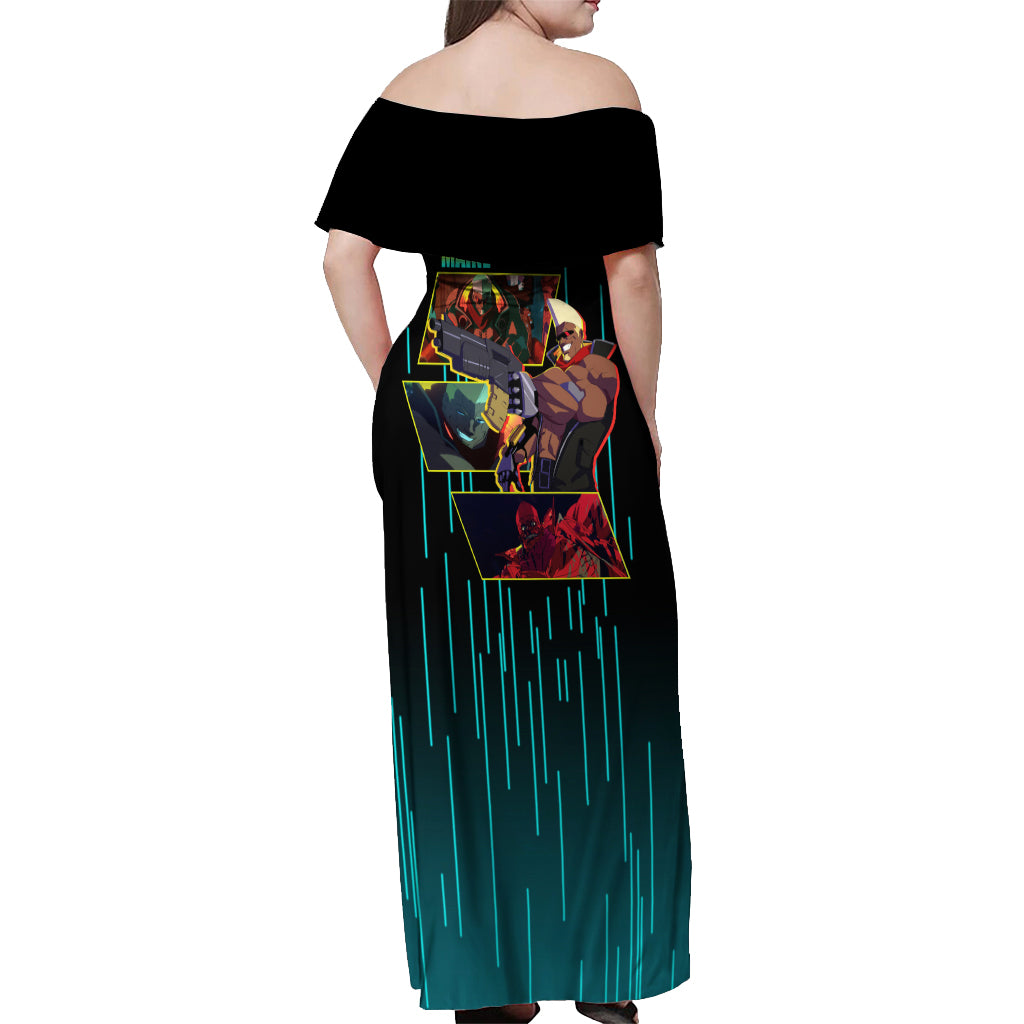 Cyberpunk Maine Off Shoulder Maxi Dress