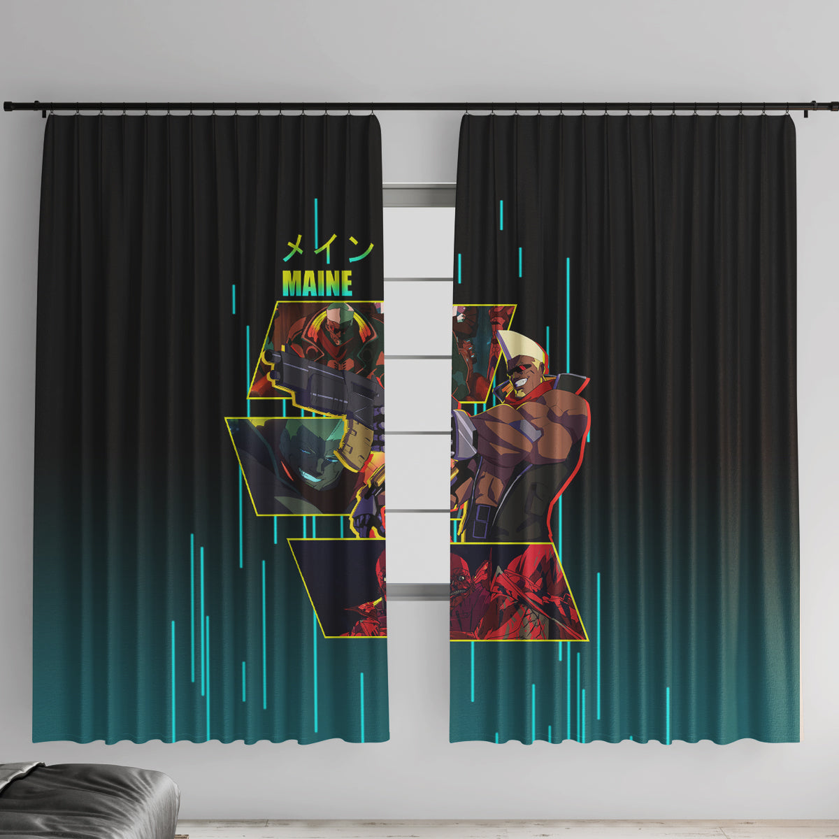 Cyberpunk Maine Window Curtain