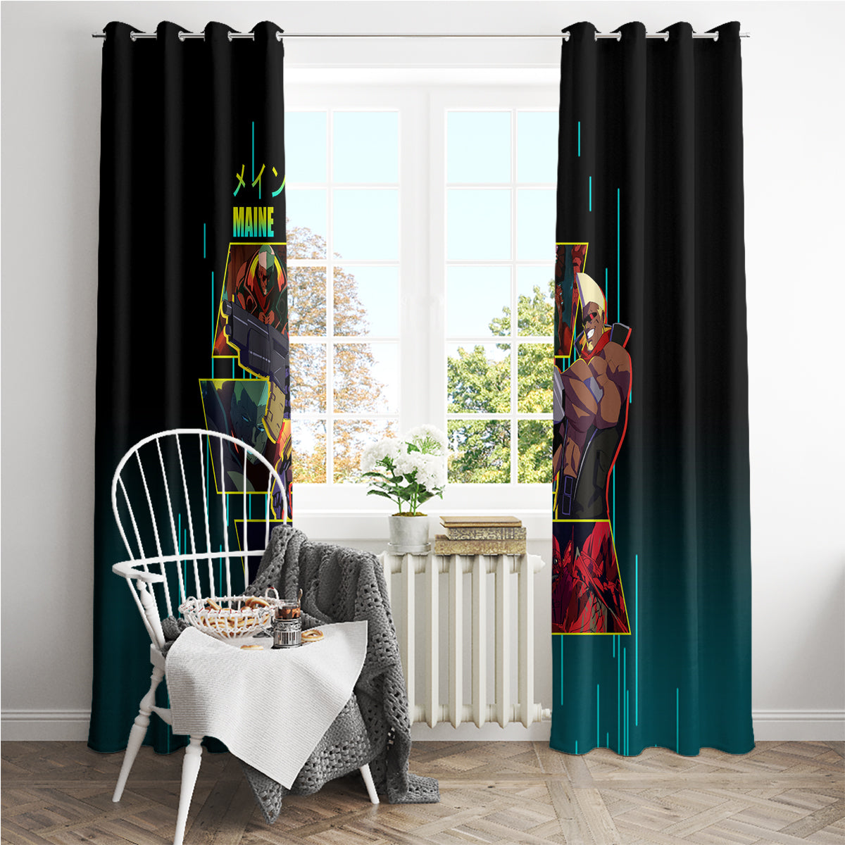 Cyberpunk Maine Window Curtain