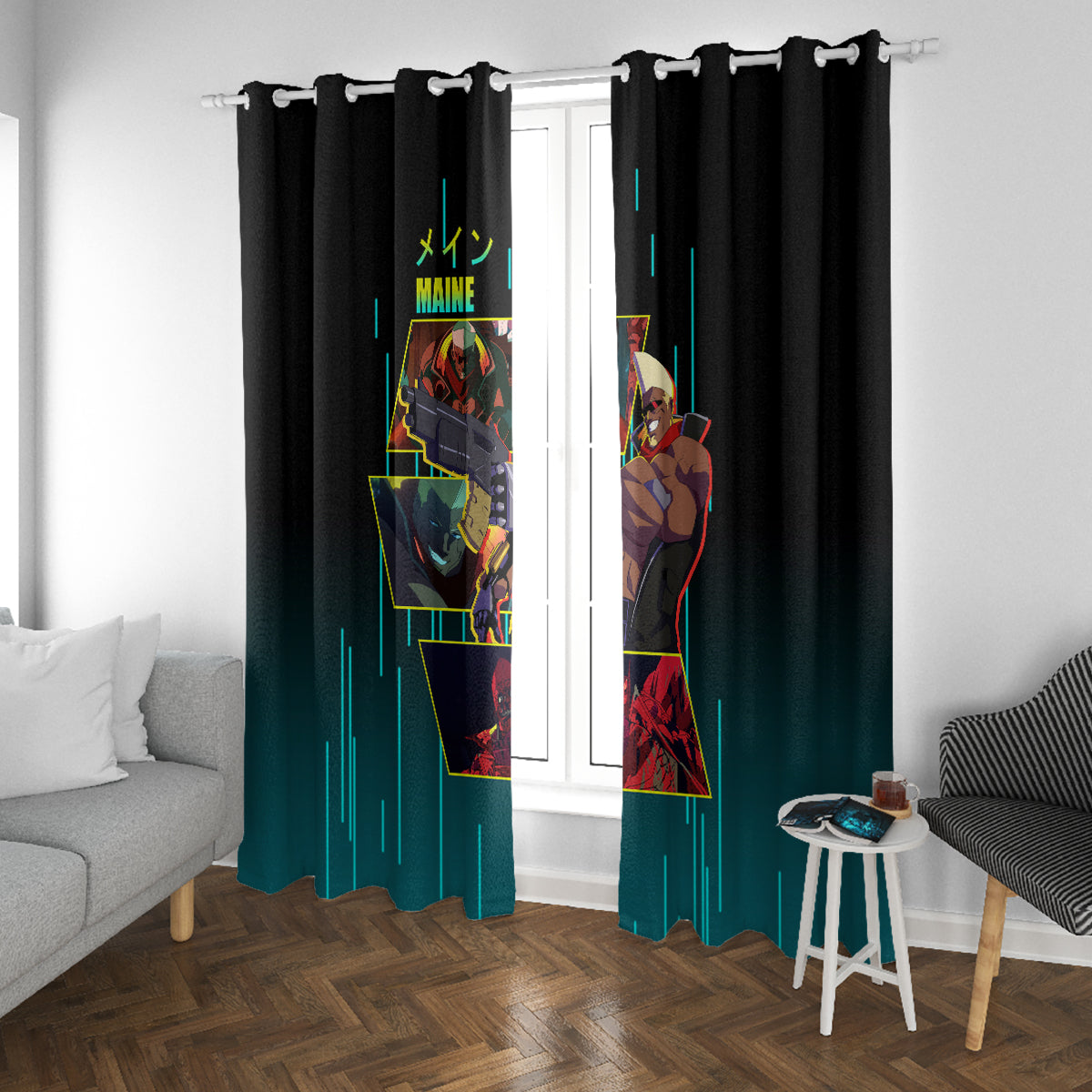Cyberpunk Maine Window Curtain