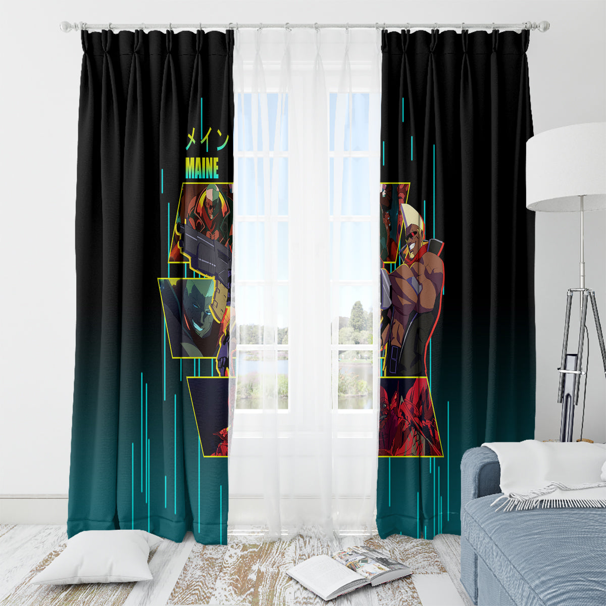 Cyberpunk Maine Window Curtain
