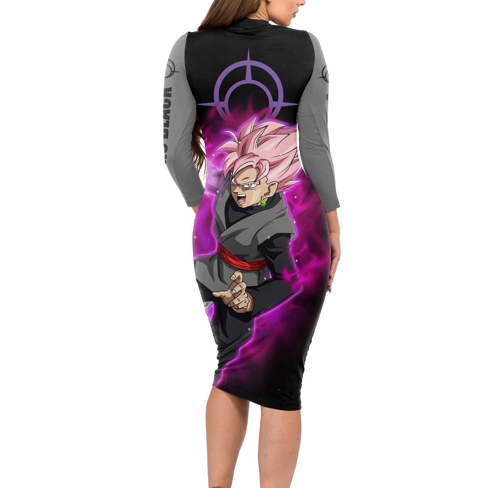 Goku Black Rose Long Sleeve Bodycon Dress