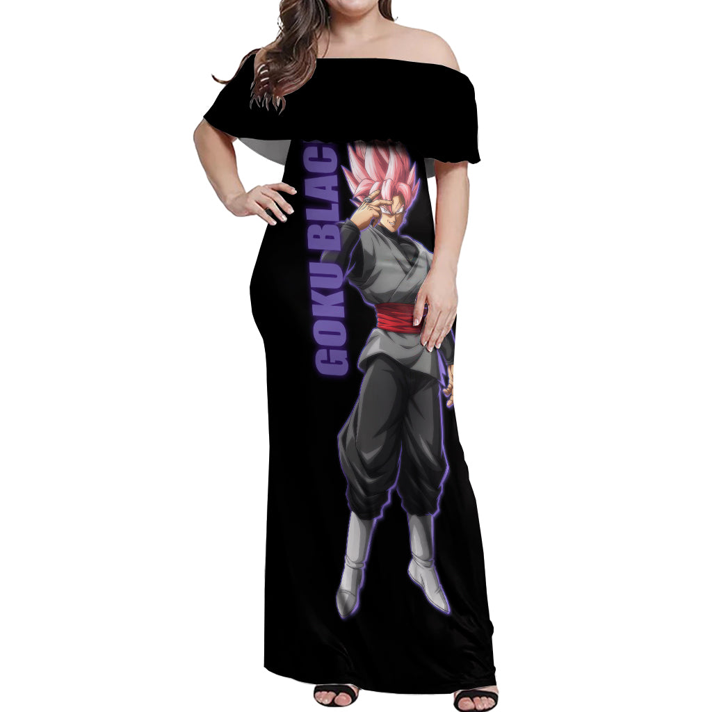 Goku Black Rose Off Shoulder Maxi Dress
