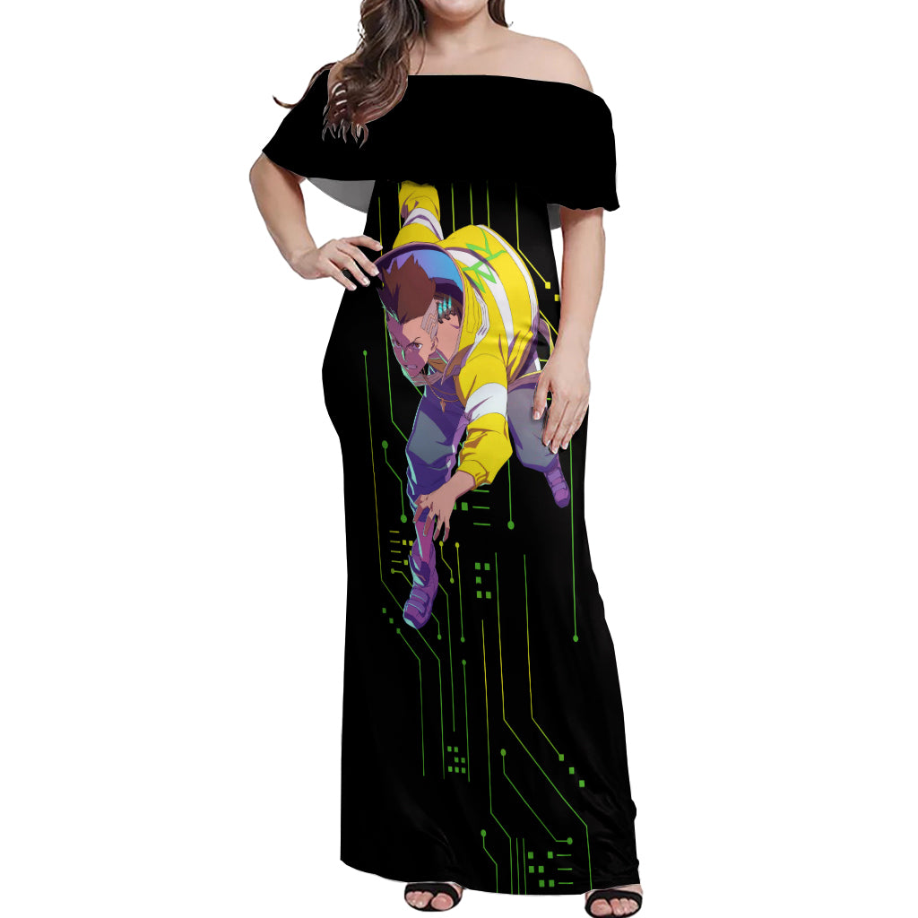 Cyberpunk David Martinez Off Shoulder Maxi Dress