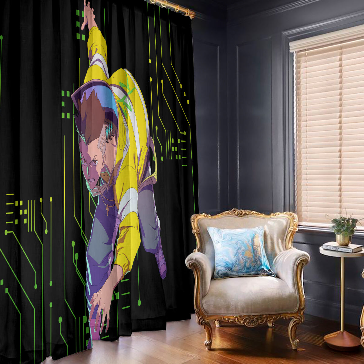 Cyberpunk David Martinez Window Curtain