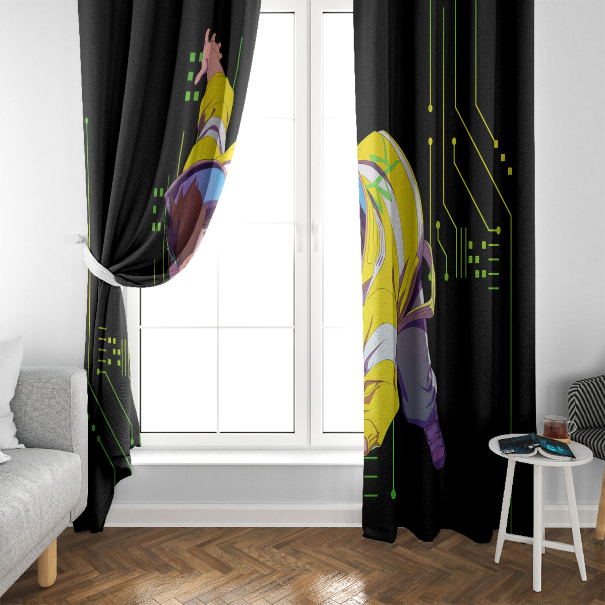 Cyberpunk David Martinez Window Curtain