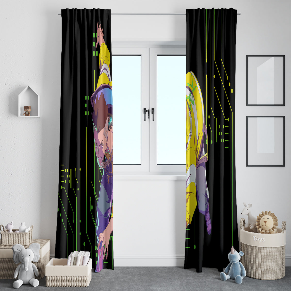 Cyberpunk David Martinez Window Curtain