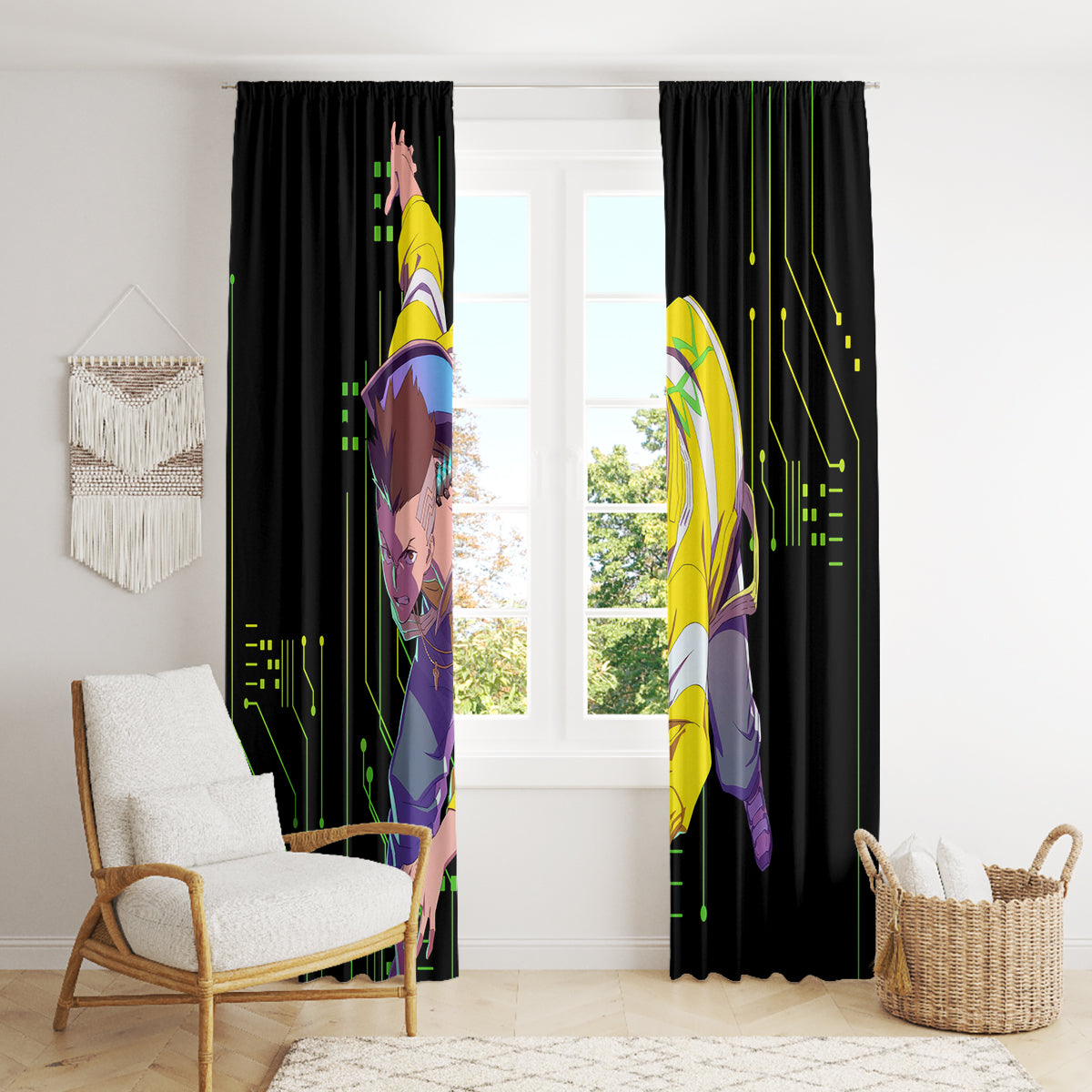 Cyberpunk David Martinez Window Curtain
