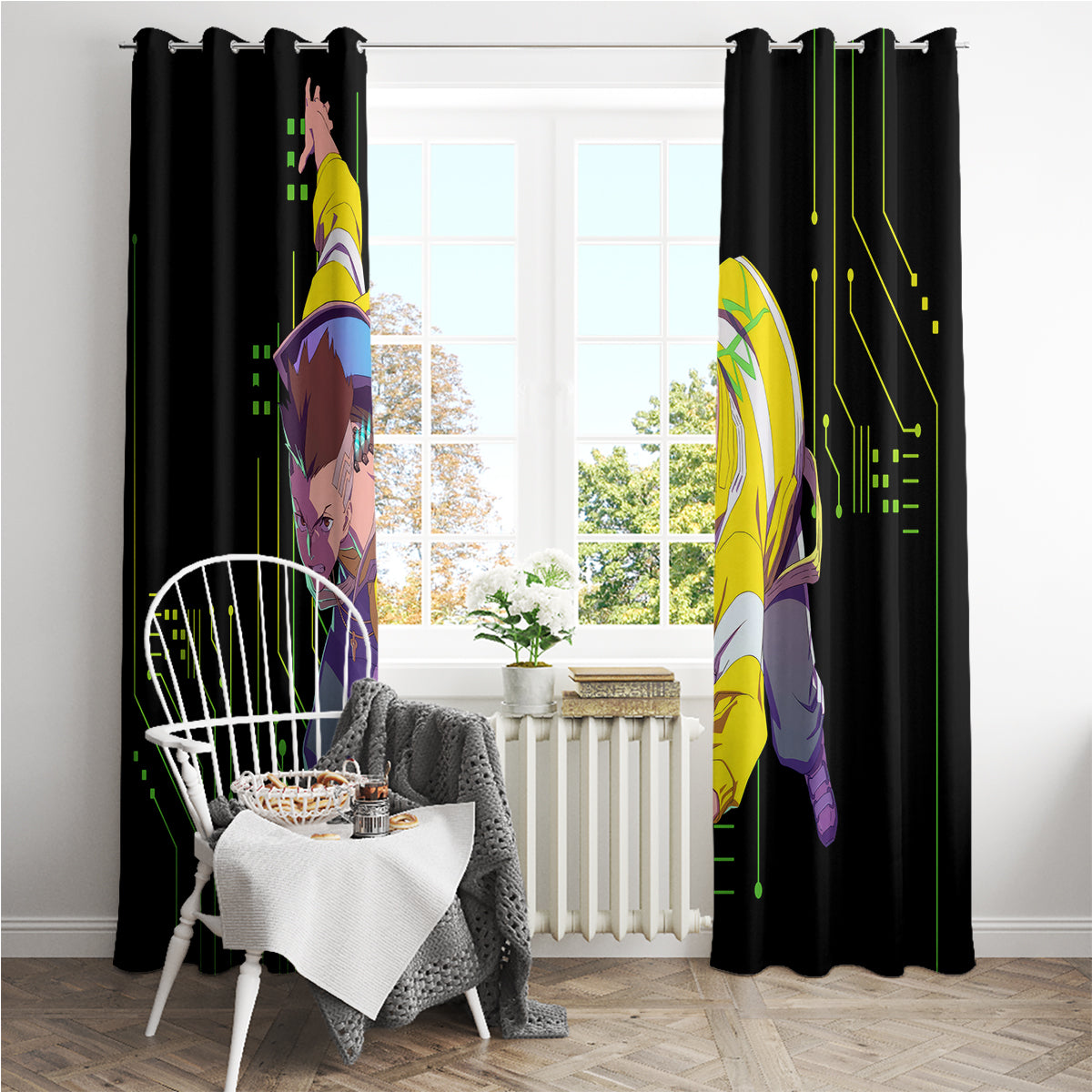 Cyberpunk David Martinez Window Curtain