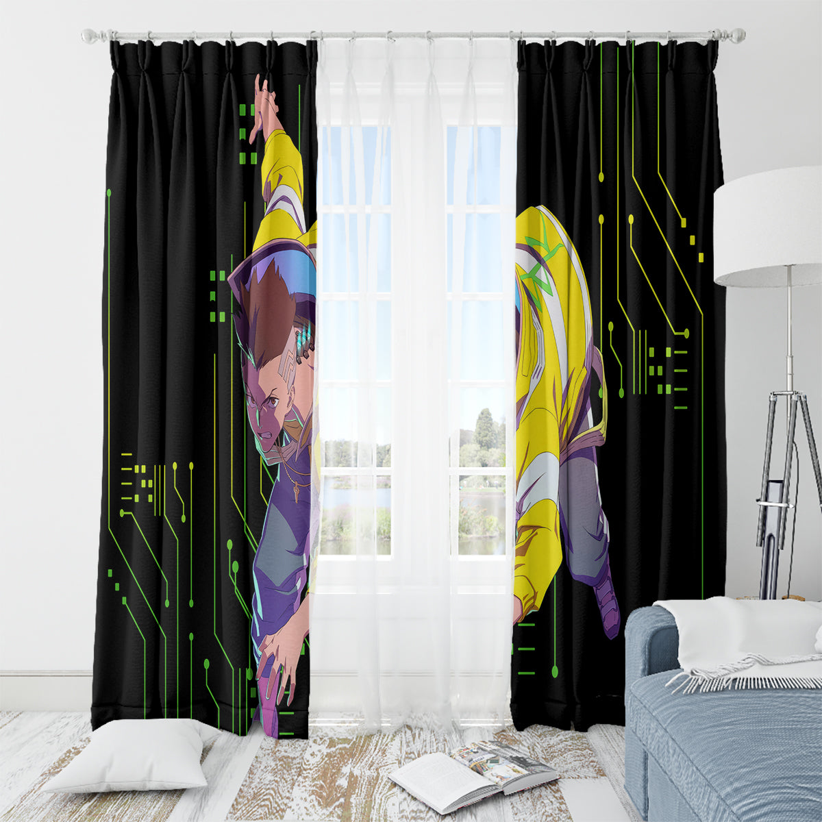 Cyberpunk David Martinez Window Curtain