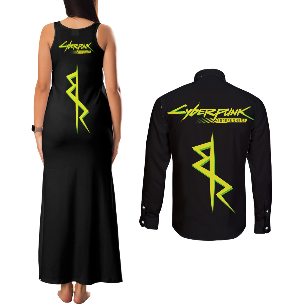 Cyberpunk Rebecca Couples Matching Tank Maxi Dress and Long Sleeve Button Shirt