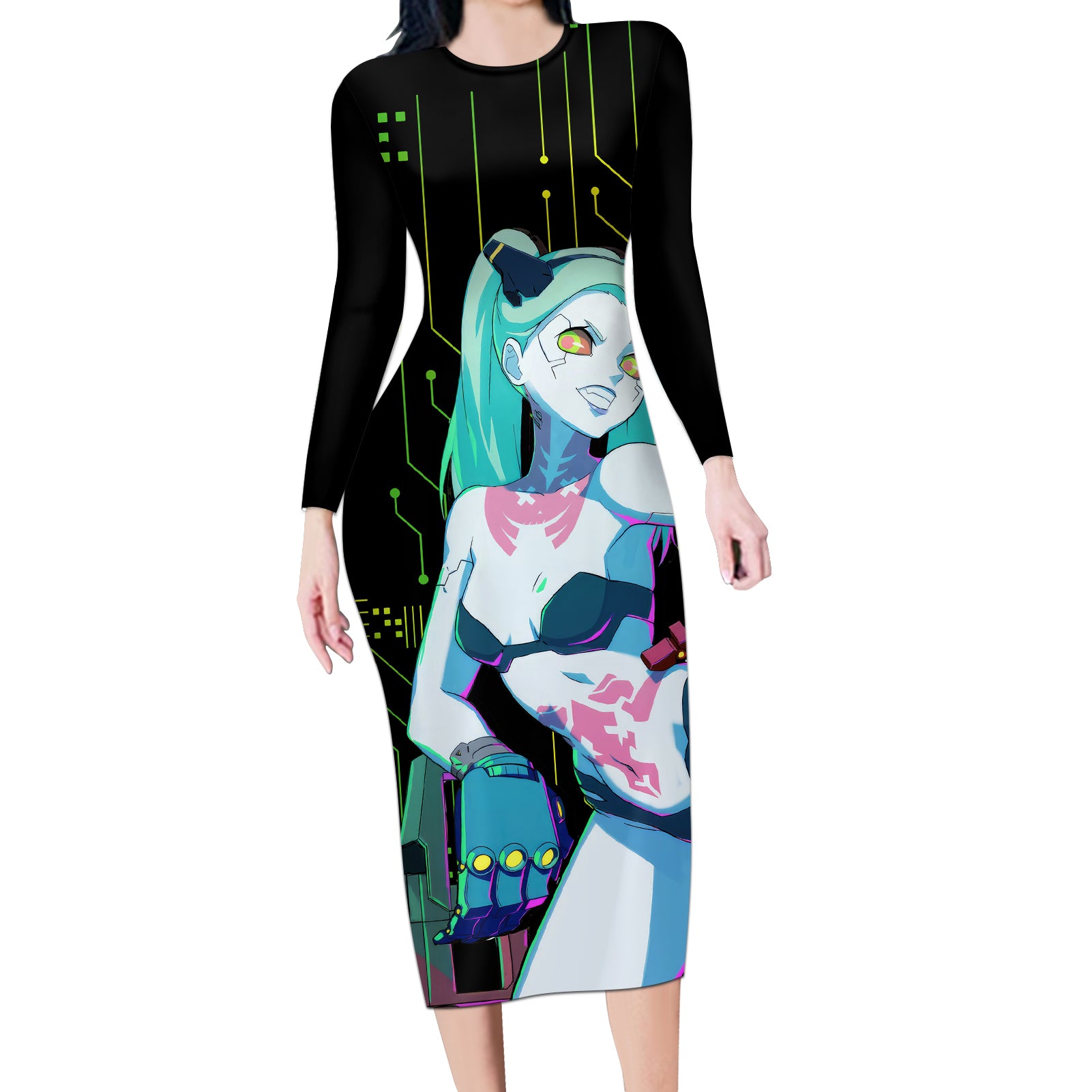 Cyberpunk Rebecca Long Sleeve Bodycon Dress