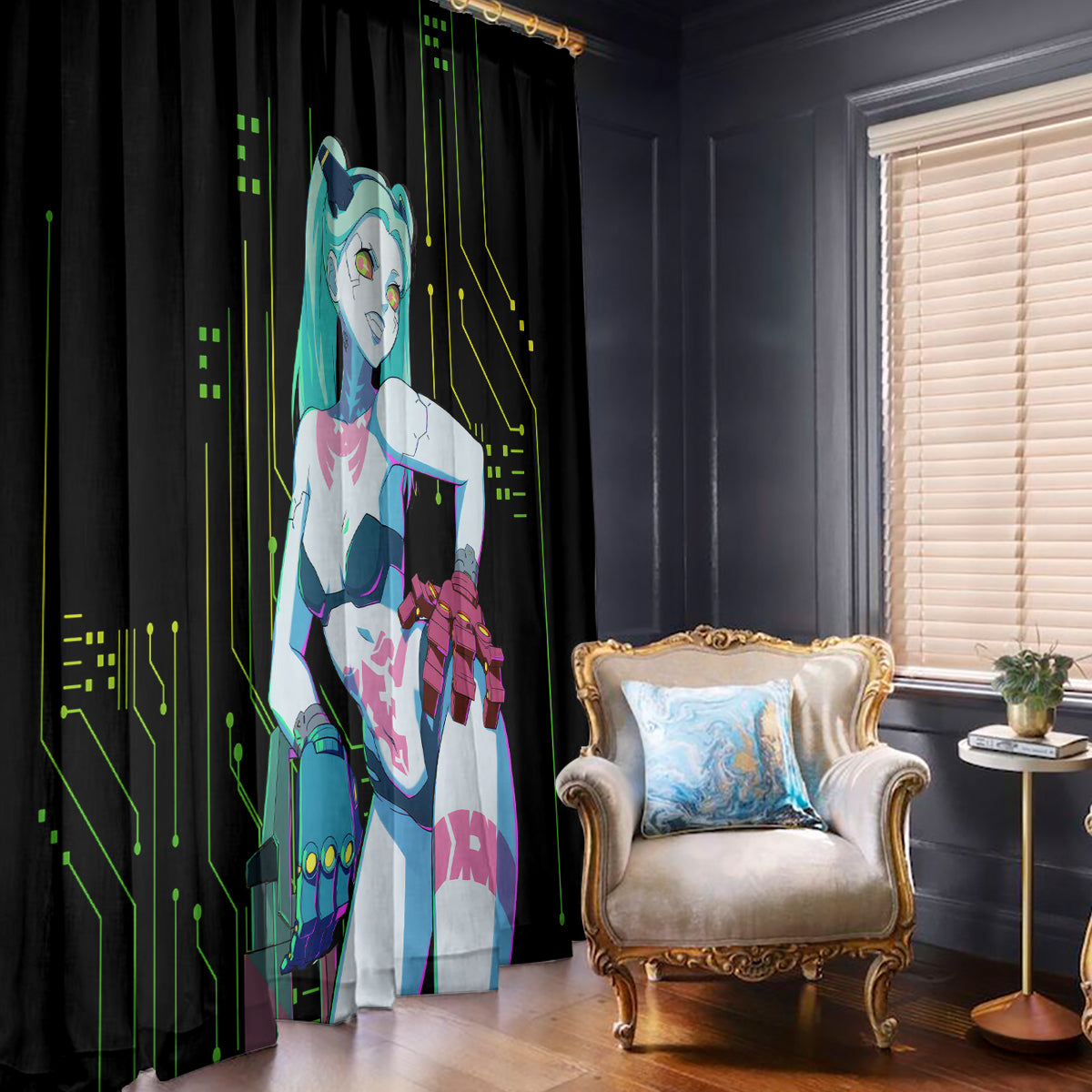 Cyberpunk Rebecca Window Curtain