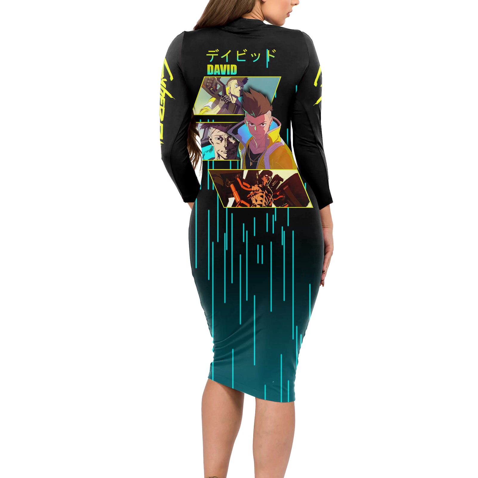 Cyberpunk David Martinez Long Sleeve Bodycon Dress