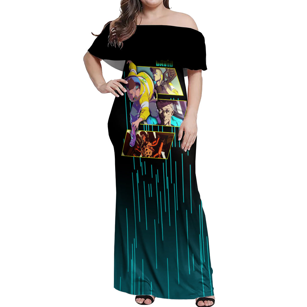 Cyberpunk David Martinez Off Shoulder Maxi Dress