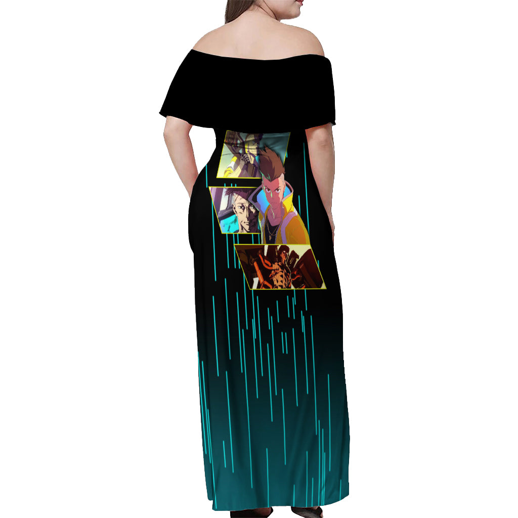 Cyberpunk David Martinez Off Shoulder Maxi Dress