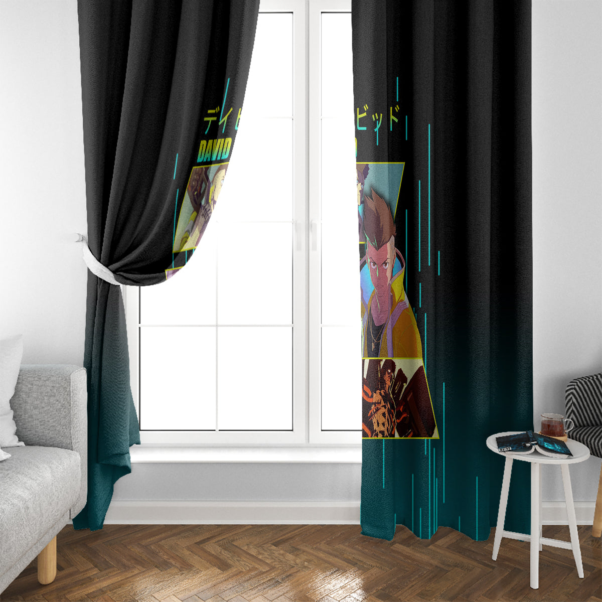 Cyberpunk David Martinez Window Curtain