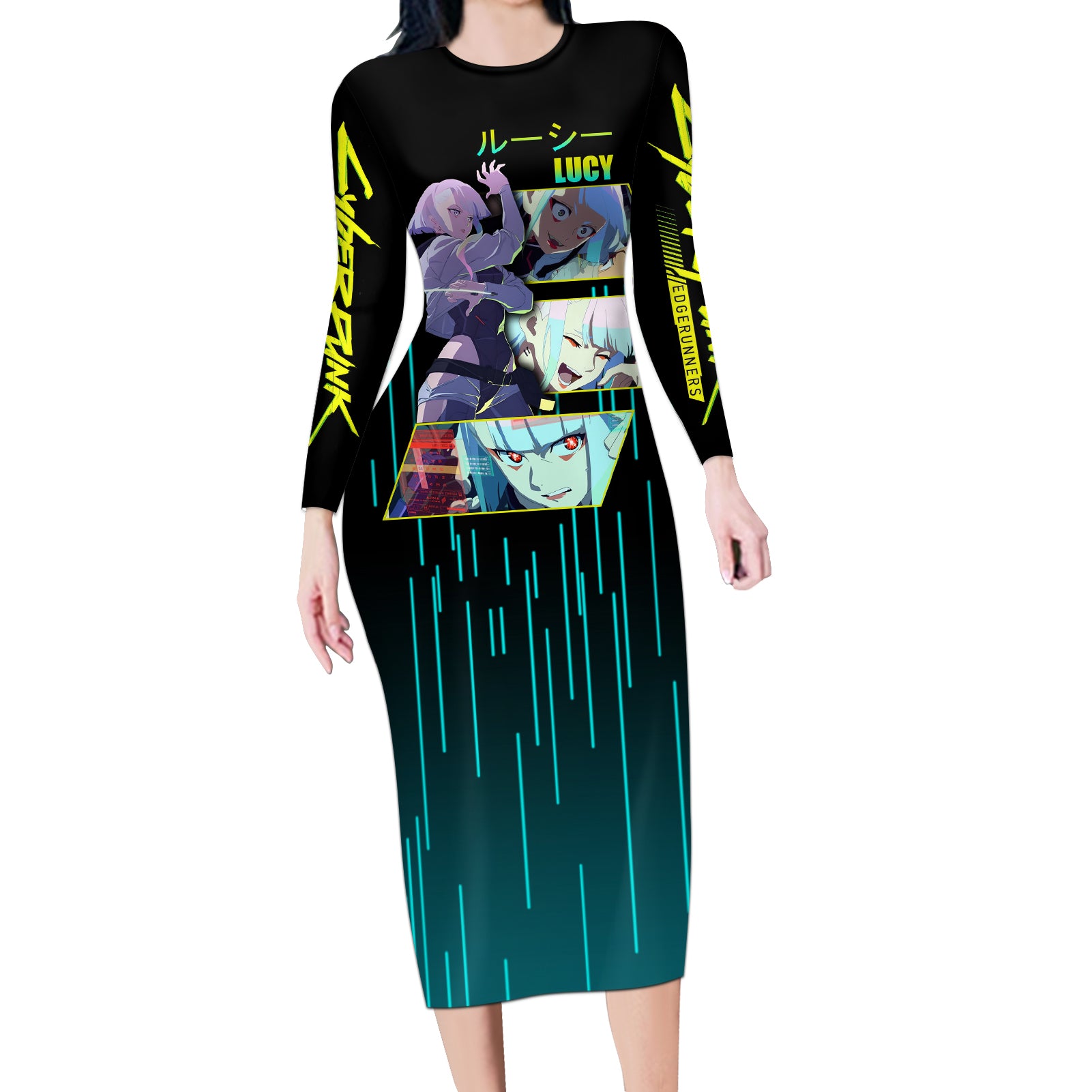 Cyberpunk Lucy Long Sleeve Bodycon Dress
