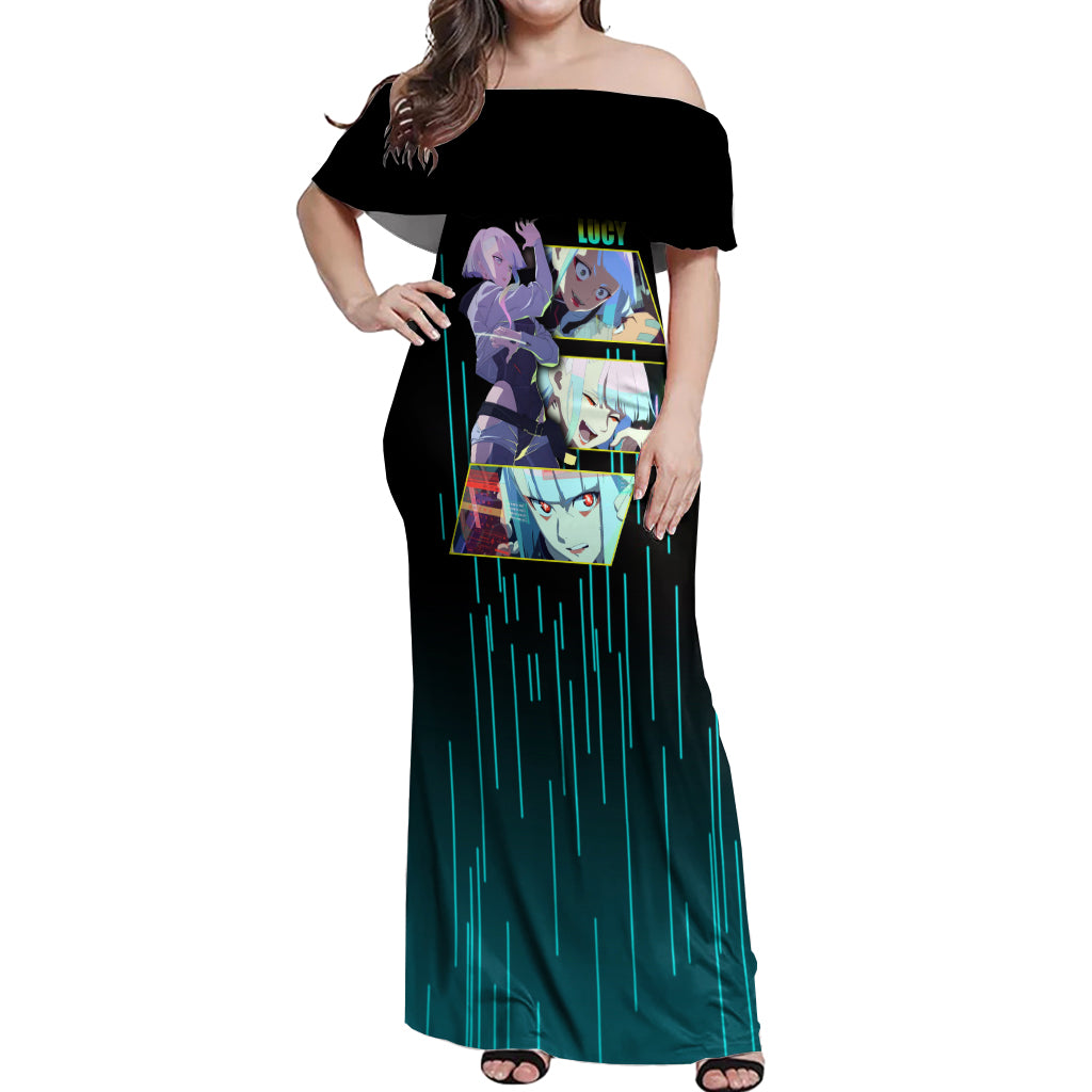 Cyberpunk Lucy Off Shoulder Maxi Dress